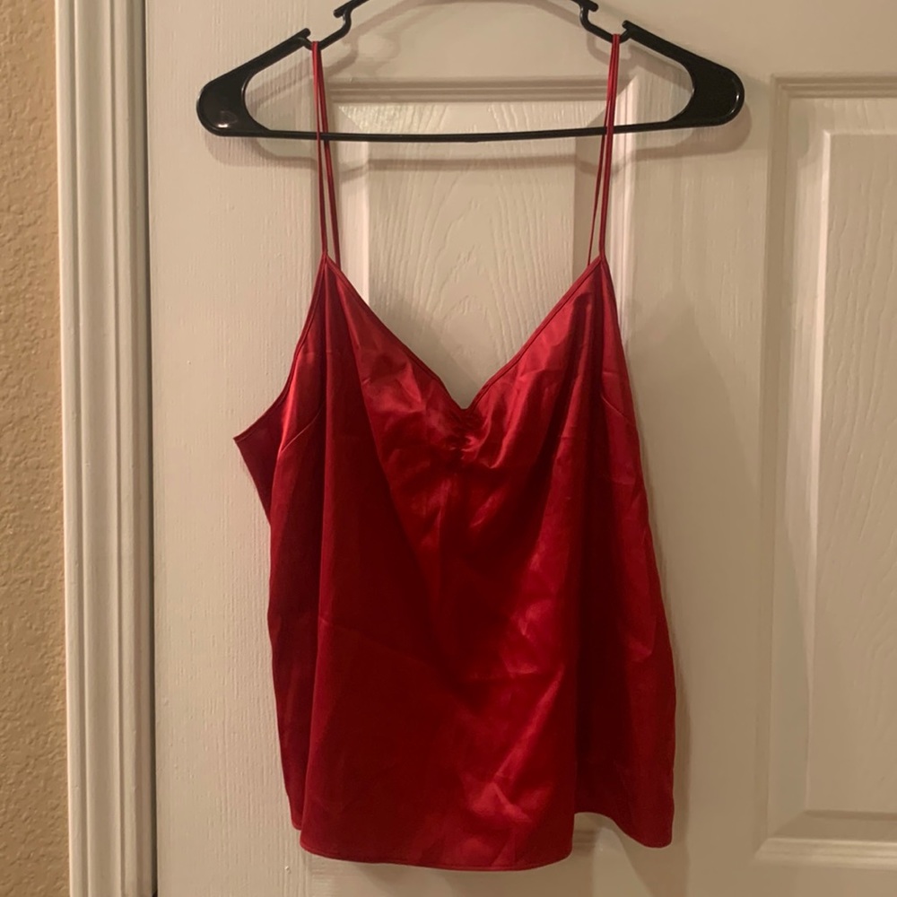 Red silky material camisole